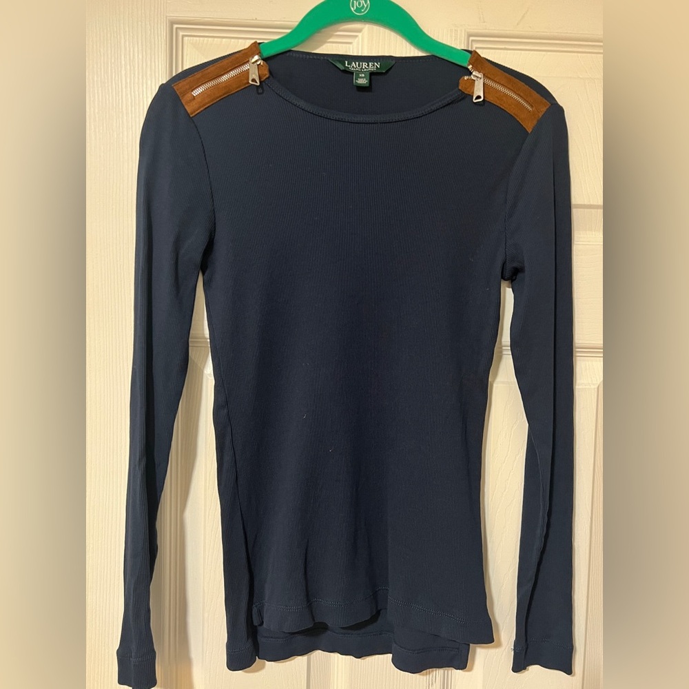 Ralph Lauren Shirt with Shoulder Zip Patches 100% Cotton